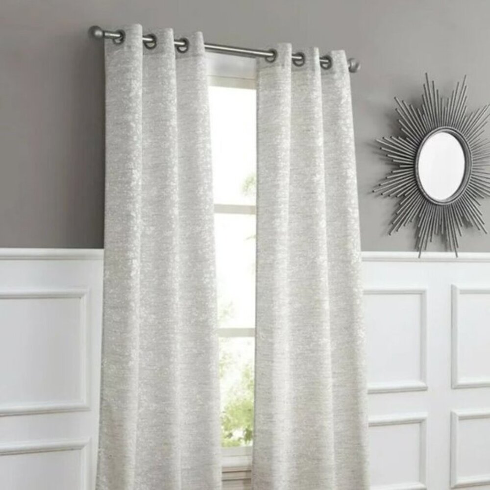 NEW Dainty Home Elegant Textured Grommet Curtain Panels White